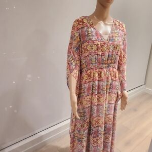 Neiman Marcus multicolored maxi dress (2 piece/slip liner), sz 12